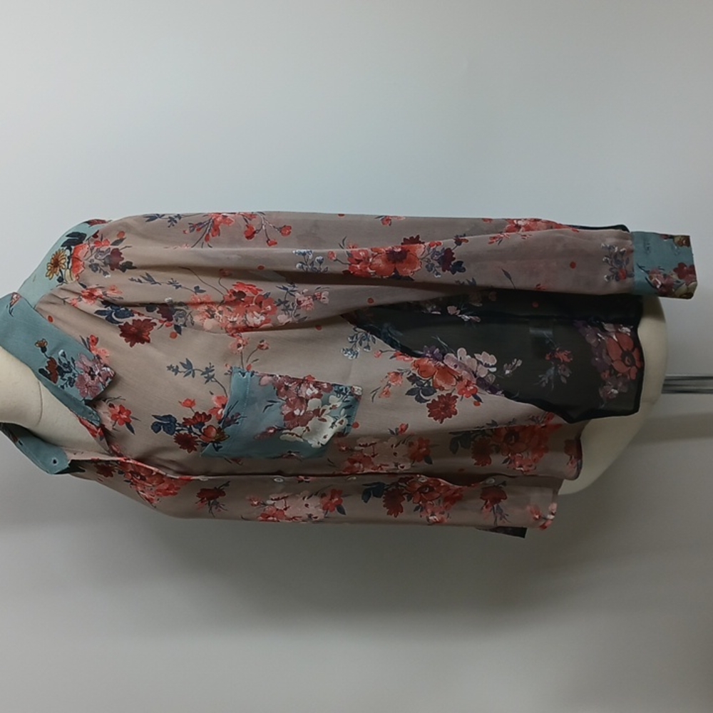 &. Layered Floral "Patchwork" Chiffon Button-Down… - image 2